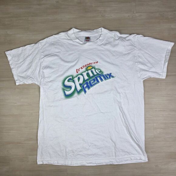 Vintage Y2K Tropical Sprite Remix Promo Shirt White Soda Pop Drink Size Large - Picture 1 of 6